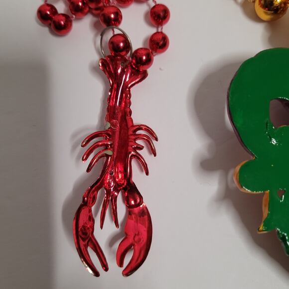 Mardi Gras Beads with Jester & Crawfish Pendants - Picture 7 of 8